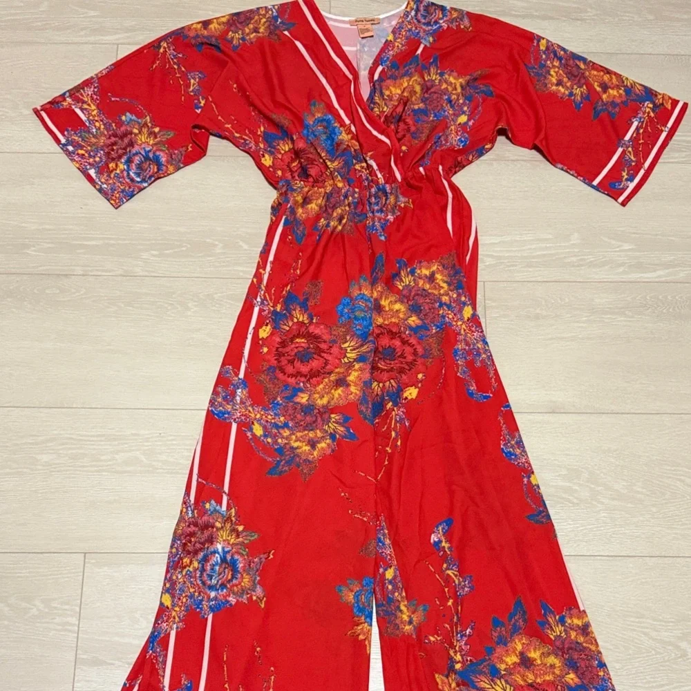 Flying Tomato Red and Blue Floral Jumpsuit - Picture 2 of 7